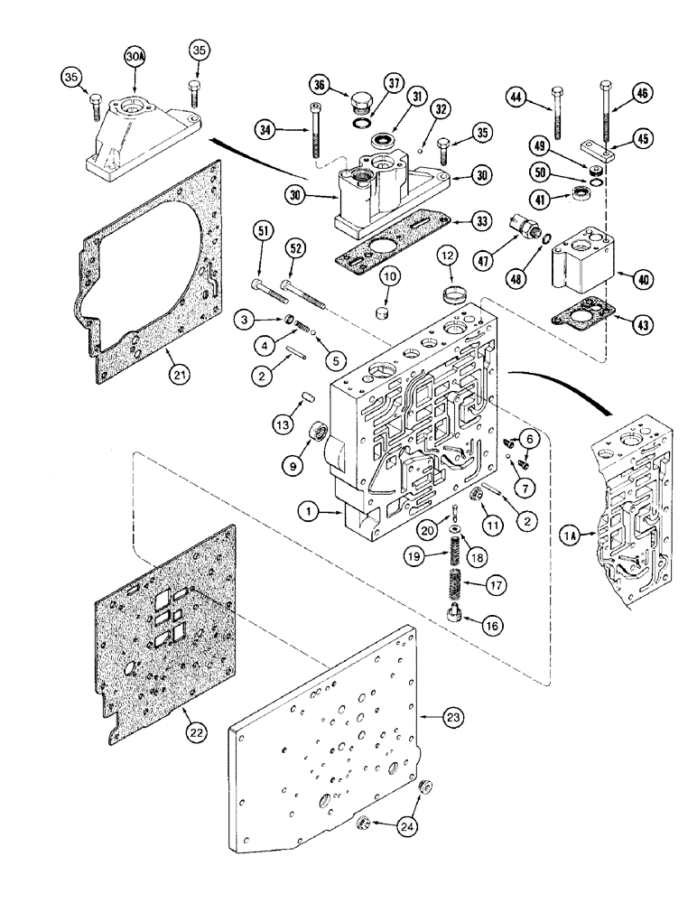 Схема запчастей Case IH 7110 - (6-084) - TRANSMISSION CONTROL VALVE ASSEMBLY, BODY SECTION AND BODY PLATE, FOUR SPEED REVERSE VALVES (06) - POWER TRAIN