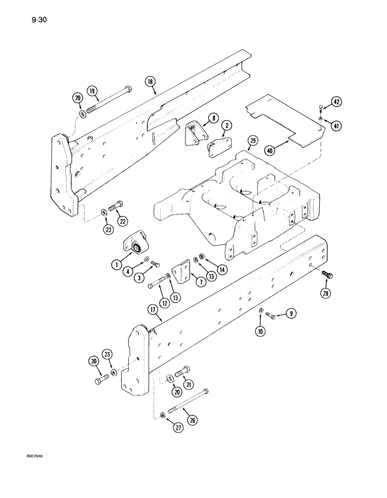 Схема запчастей Case IH 7150 - (9-030) - ENGINE MOUNT AND SIDE FRAME (09) - CHASSIS/ATTACHMENTS