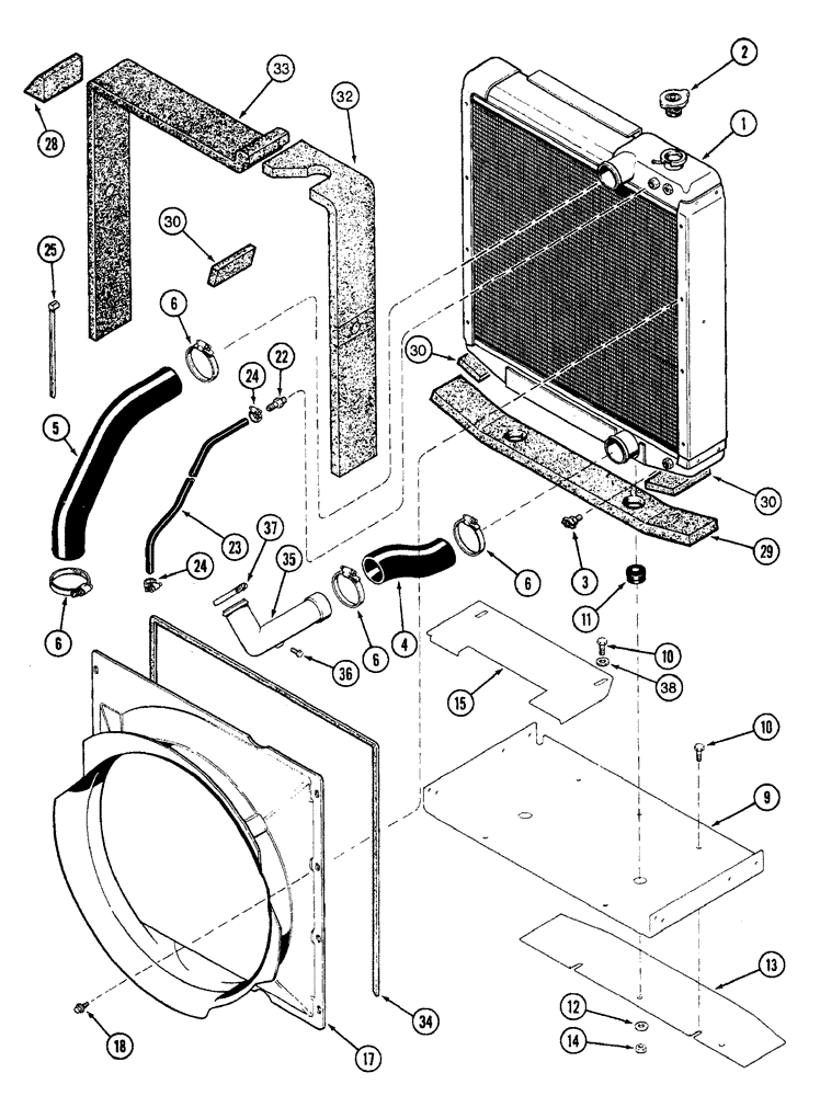 Схема запчастей Case IH 7240 - (2-002) - RADIATOR AND ATTACHING PARTS, PRIOR TO TRACTOR P.I.N. TRACTOR P.I.N. JJA0064978 (02) - ENGINE