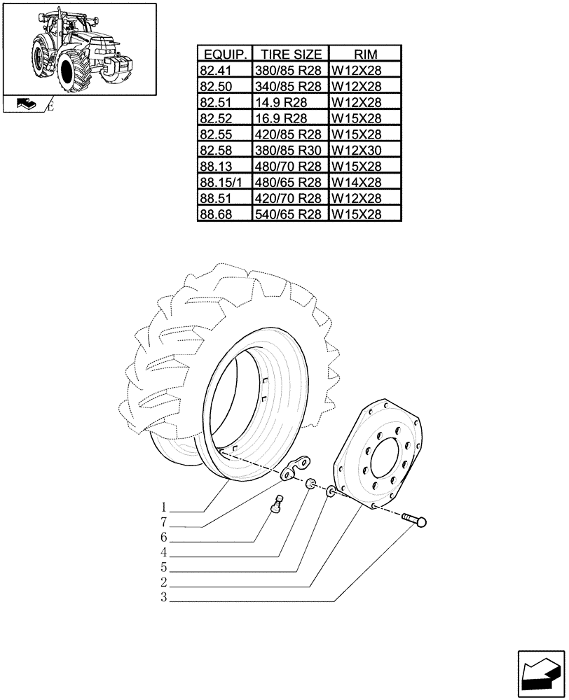 Схема запчастей Case IH PUMA 140 - (82.00[07]) - FRONT WHEELS (11) - WHEELS/TRACKS