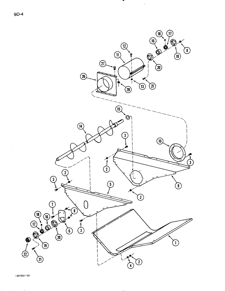 Схема запчастей Case IH 1620 - (9D-04) - GRAIN AUGER TROUGH, NON-PERFORATED (16) - GRAIN ELEVATORS & AUGERS