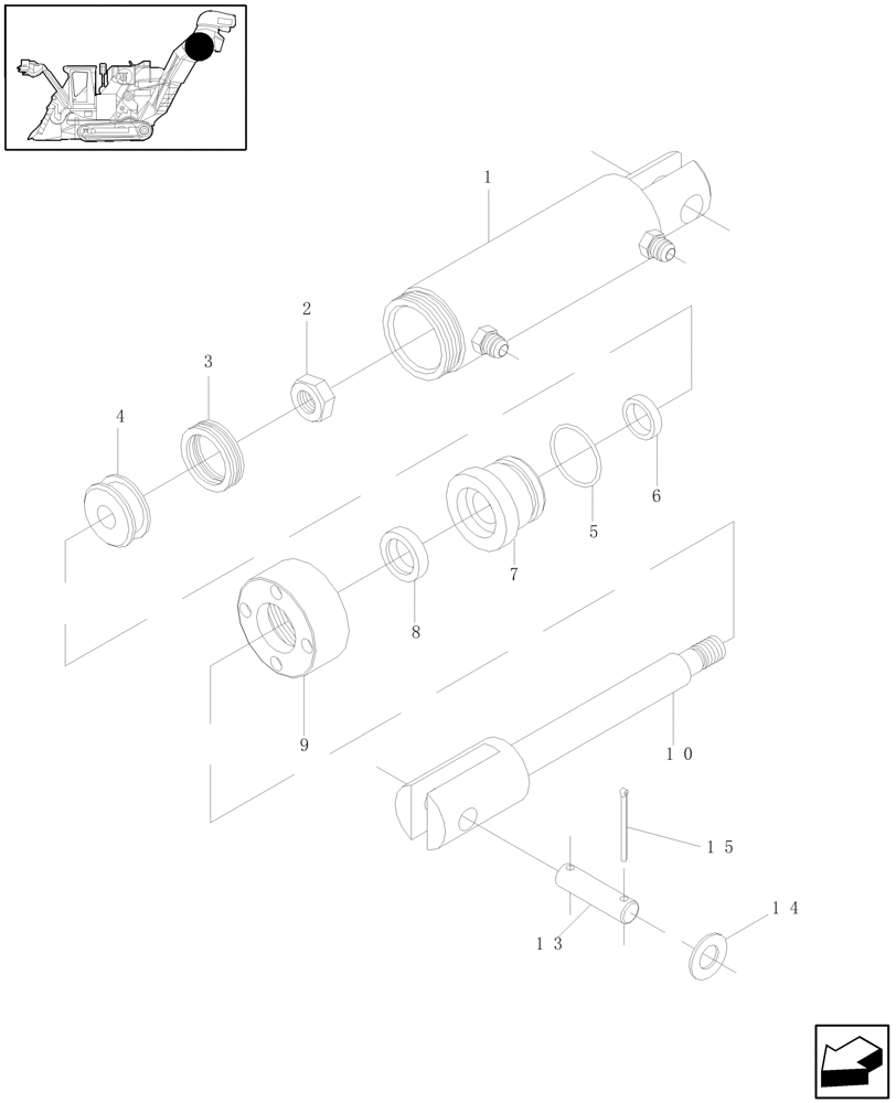 Схема запчастей Case IH A4000 - (B02.08[01]) - HYDRAULIC CYLINDER (BIN FLAP) Hydraulic Components & Circuits