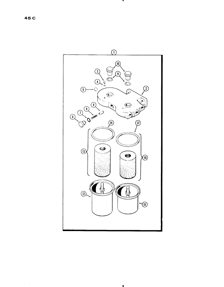 Схема запчастей Case IH 730 SERIES - (045C) - A40435 FUEL FILTER ASSEMBLY, 267 AND 301 DIESEL ENGINE, USED PRIOR TO ENGINE S/N 2206716 (03) - FUEL SYSTEM