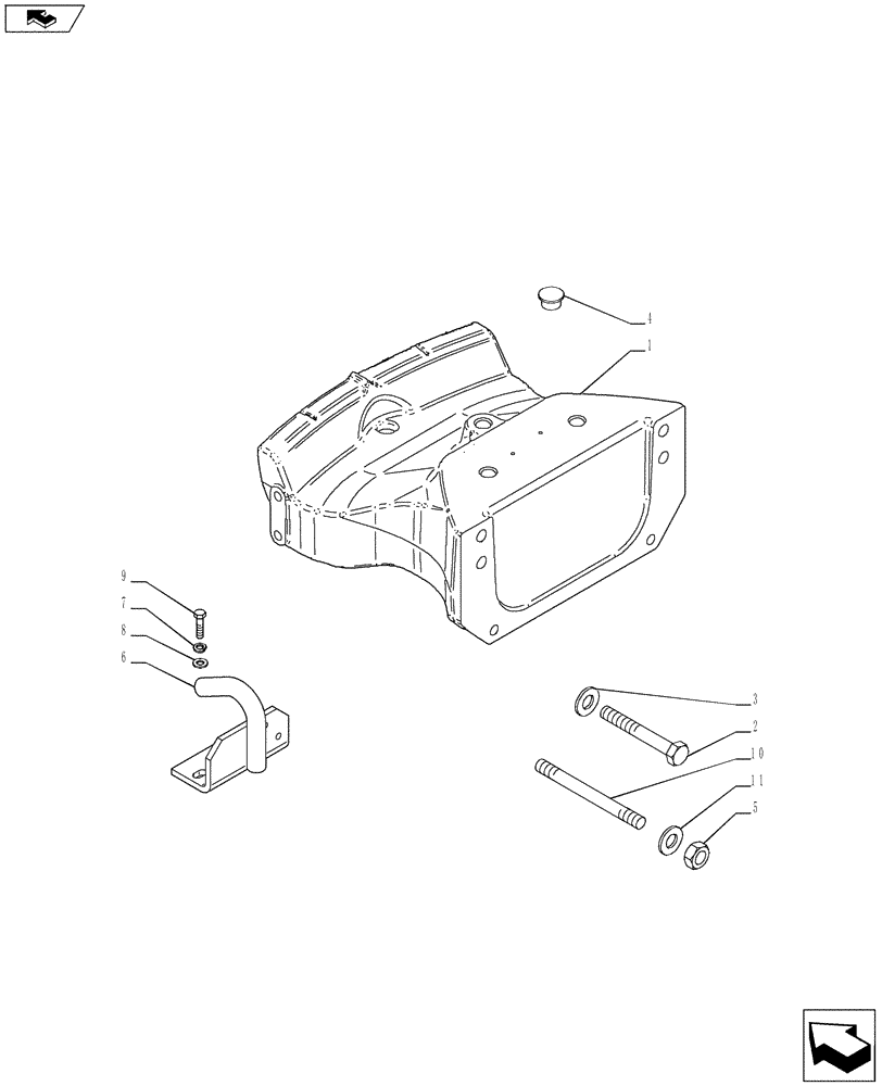 Схема запчастей Case IH PUMA 170 - (37.140.01) - WEIGHT CARRIER AND TOW HOOK - FRONT WEIGHT CARRIER (VAR.728593-729066-729068-720684-729037 / 743634-743635-743633) (37) - HITCHES, DRAWBARS & IMPLEMENT COUPLINGS