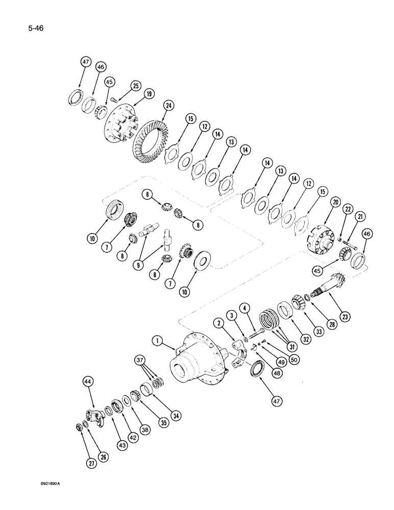 Схема запчастей Case IH 7150 - (5-046) - CARRIER AND DIFFERENTIAL, MFD TRACTOR (05) - STEERING