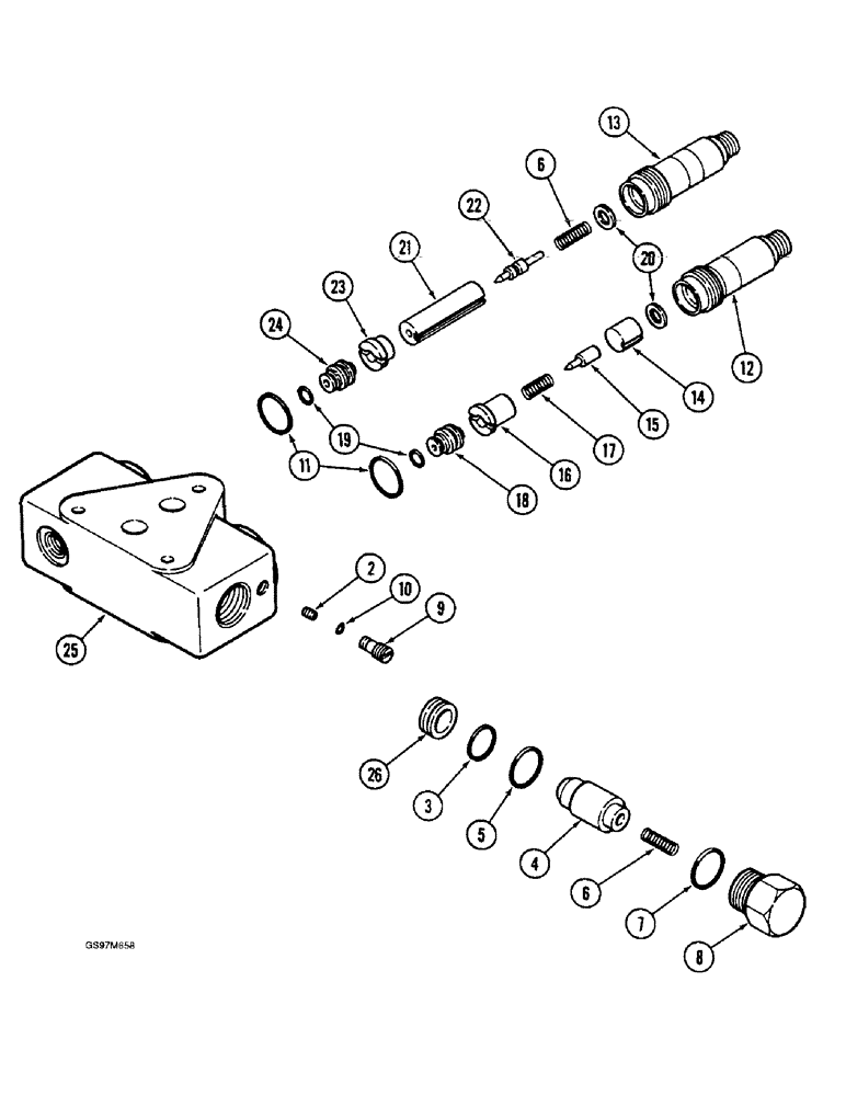 Схема запчастей Case IH 1660 - (8-068) - UNLOAD/SINGLE BI-DIRECTIONAL VALVE, FOR REEL LIFT (07) - HYDRAULICS