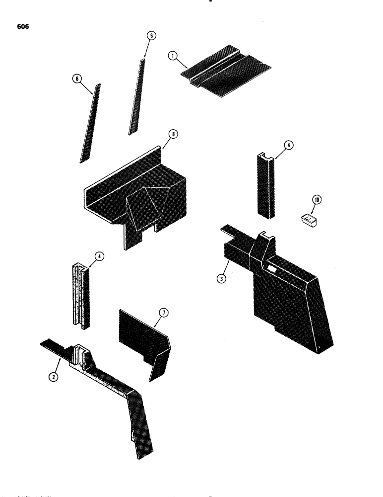 Схема запчастей Case IH 1070 - (0606) - CAB, ACOUSTICAL COVERS, 1ST USED TRACTOR SERIAL NUMBER 8797501 (09) - CHASSIS/ATTACHMENTS