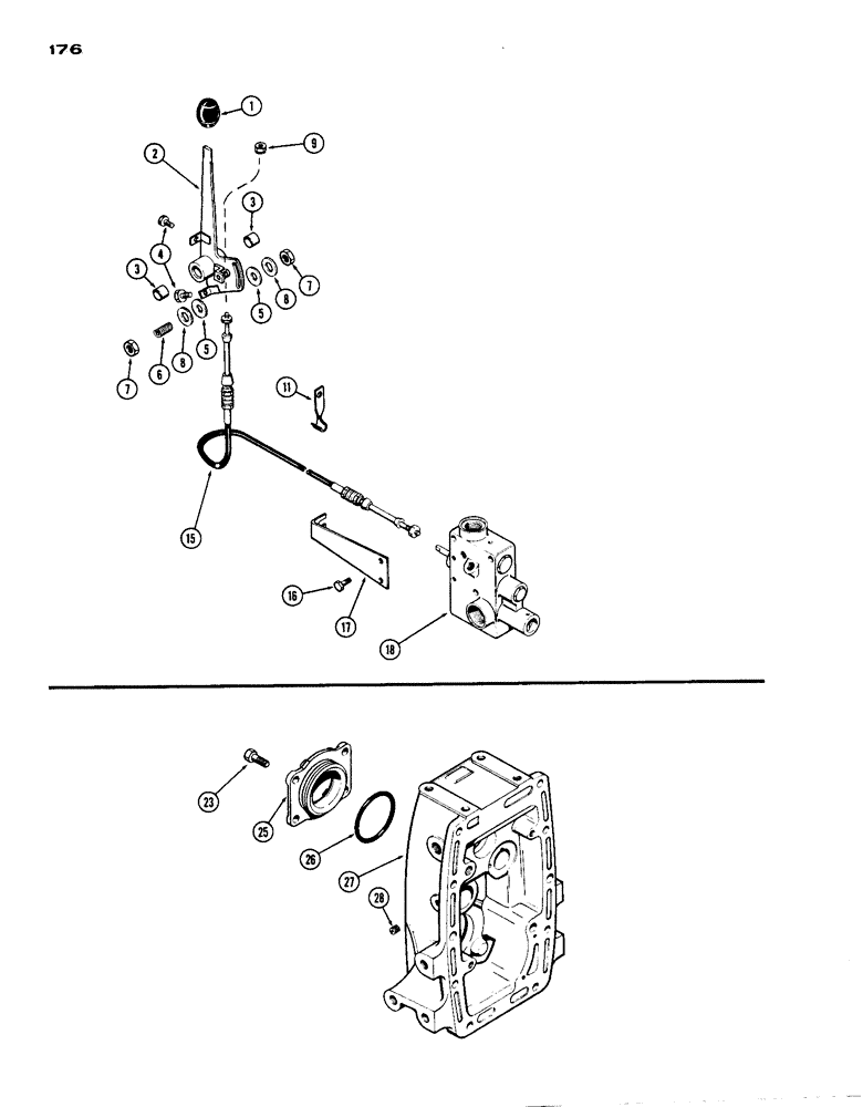 Схема запчастей Case IH 1070 - (176) - P.T.O. CONTROL LINKAGE (06) - POWER TRAIN