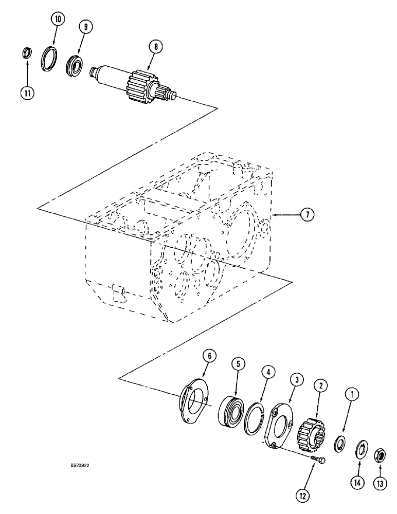 Схема запчастей Case IH 1644 - (6-32) - TRANSMISSION INTERMEDIATE SHAFT, PRIOR TO P.I.N. JJC0098060 (03) - POWER TRAIN