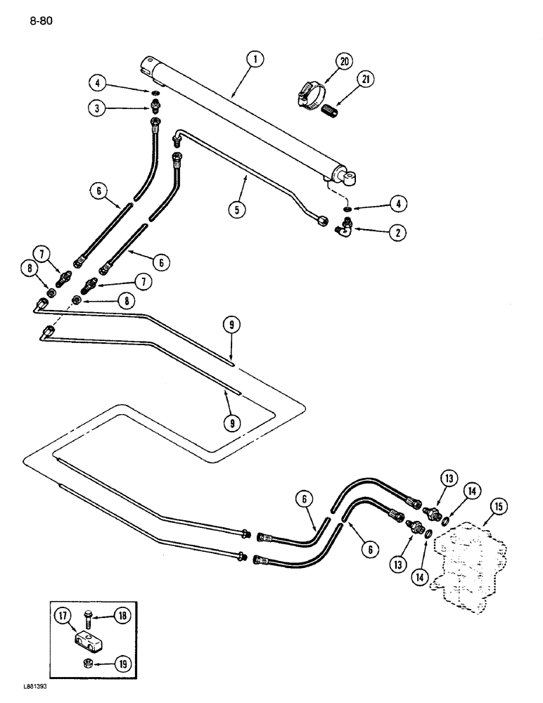 Схема запчастей Case IH 1640 - (8-80) - UNLOADER TUBE SWING CYLINDER SYSTEM (07) - HYDRAULICS