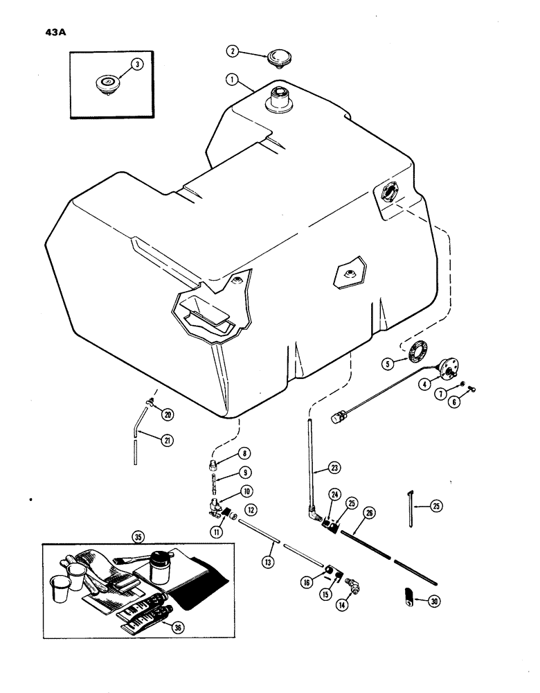 Схема запчастей Case IH 1270 - (043A) - FUEL TANK AND LINES, 451 BDT, DIESEL ENGINE, NYLON MATERIAL, USED PRIOR TO TRACTOR S/N 8715153 (03) - FUEL SYSTEM