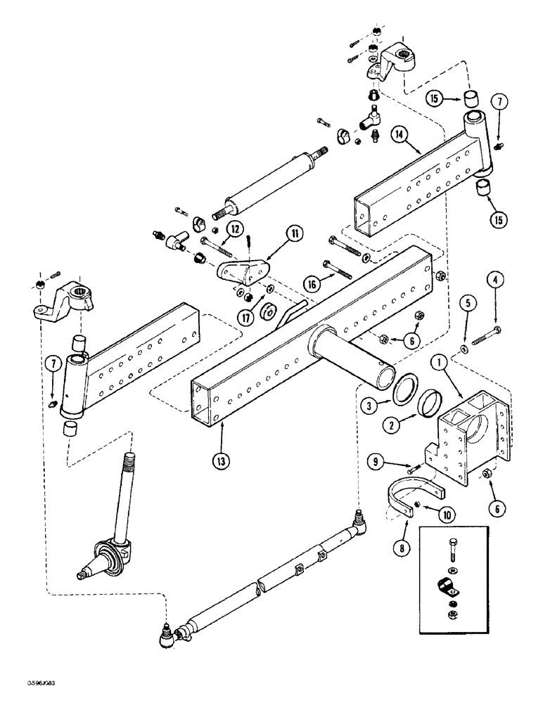 Схема запчастей Case IH 1660 - (5-22) - STEERING AXLE, ADJUSTABLE, EXCEPT POWER GUIDE AXLE, EXCEPT RICE COMBINE (04) - STEERING