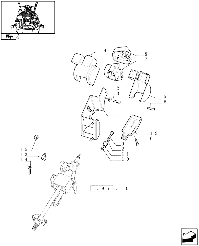 Схема запчастей Case IH PUMA 225 - (1.95.5[02]) - COVERING SUPPORT - STEERING COLUMN (10) - OPERATORS PLATFORM/CAB