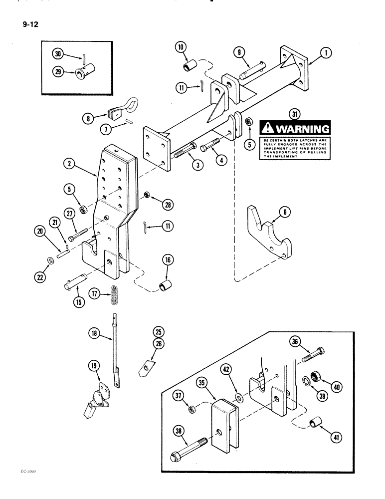 Схема запчастей Case IH 2096 - (9-012) - QUICK HITCH COUPLER, CATEGORY II AND III, WITH OFFSET FRAME (09) - CHASSIS/ATTACHMENTS