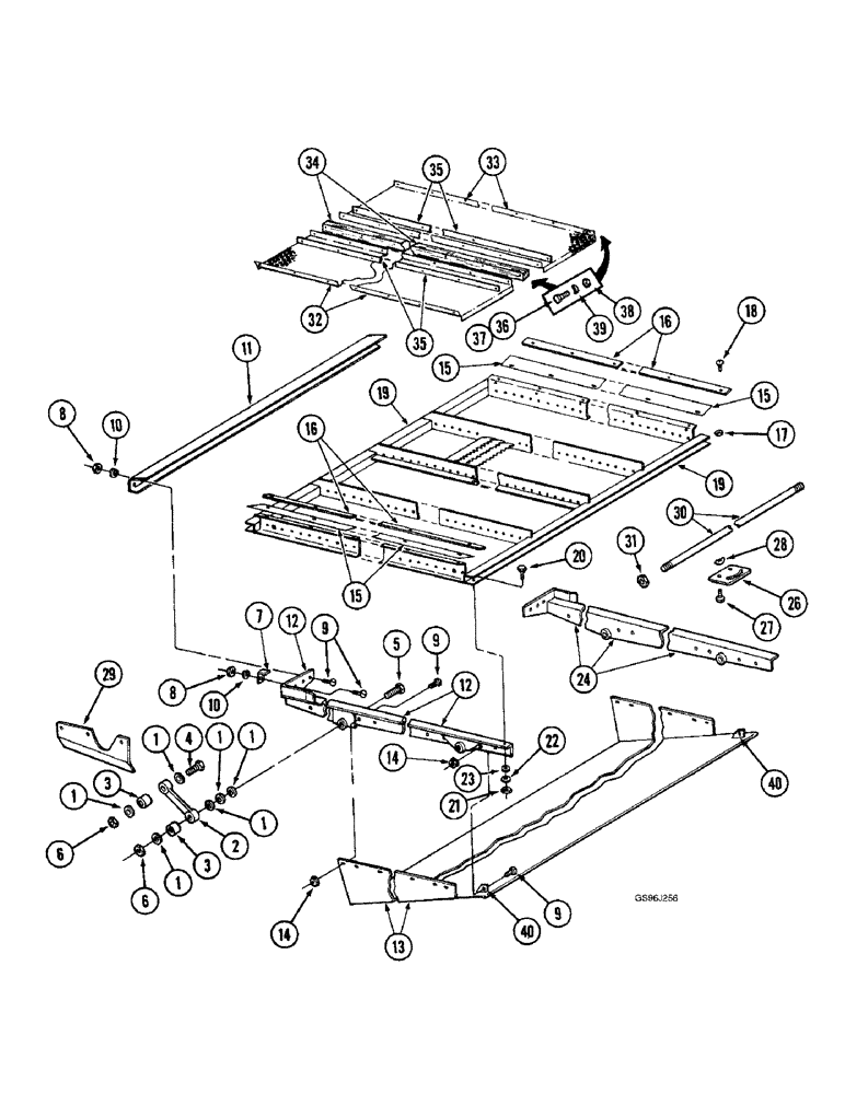 Схема запчастей Case IH 1660 - (9B-46) - SHOE SIEVE (14) - ROTOR, CONCANVES & SIEVE