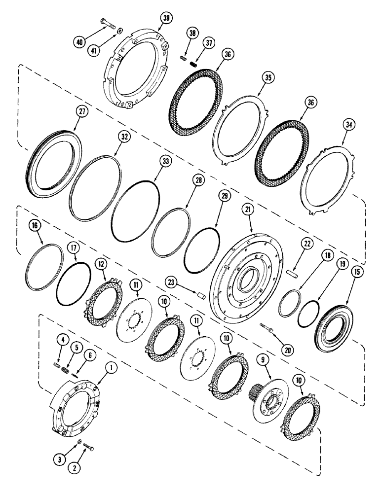 Схема запчастей Case IH 4694 - (6-164) - TRANSMISSION CLUTCH ASSEMBLY, (C1) AND (C4) CLUTCHES, TRANSMISSION SERIAL NO. 16258468 AND AFTER (06) - POWER TRAIN