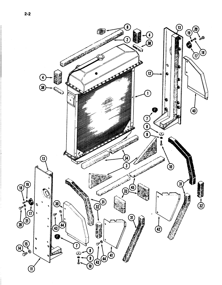 Схема запчастей Case IH 4894 - (2-02) - RADIATOR, BAFFLES, SUPPORTS AND SEALS, 674 CUBIC INCH DIESEL ENGINE (02) - ENGINE