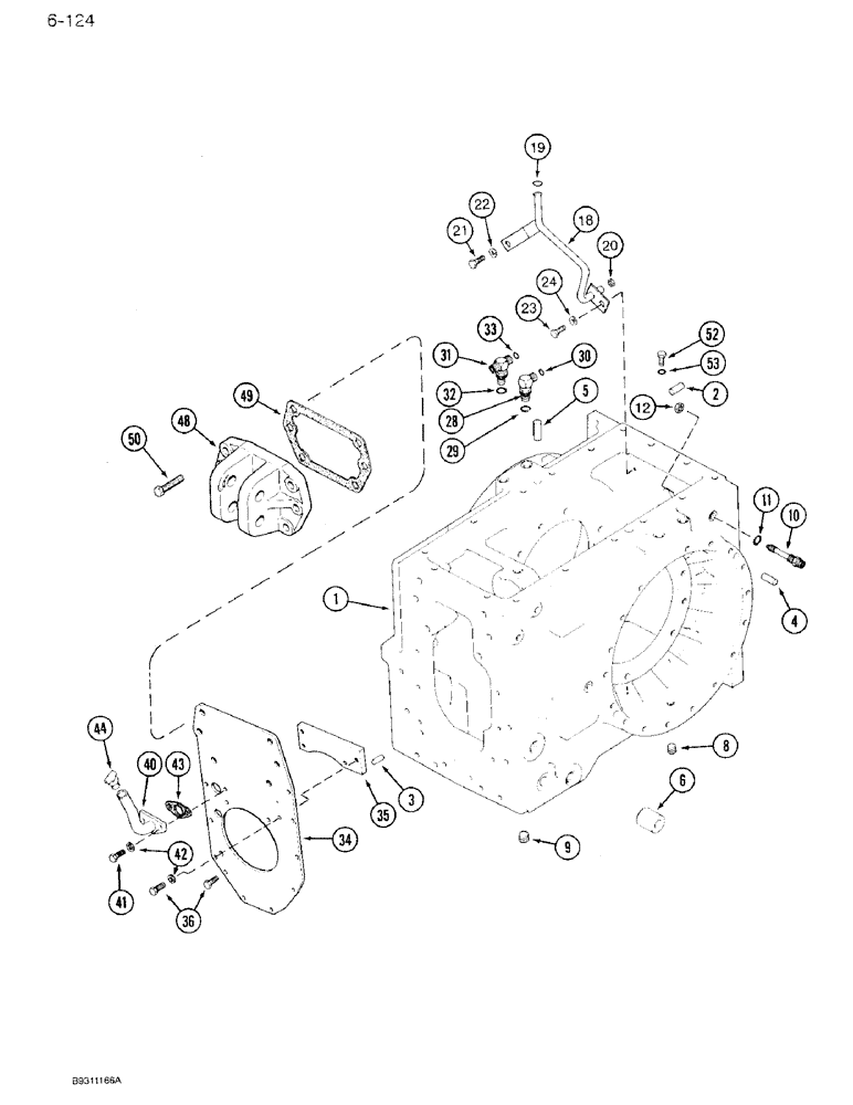 Схема запчастей Case IH 7110 - (6-124) - REAR AXLE HOUSING, TRANSMISSION SERIAL NUMBER AJB0014372 AND AFTER (06) - POWER TRAIN