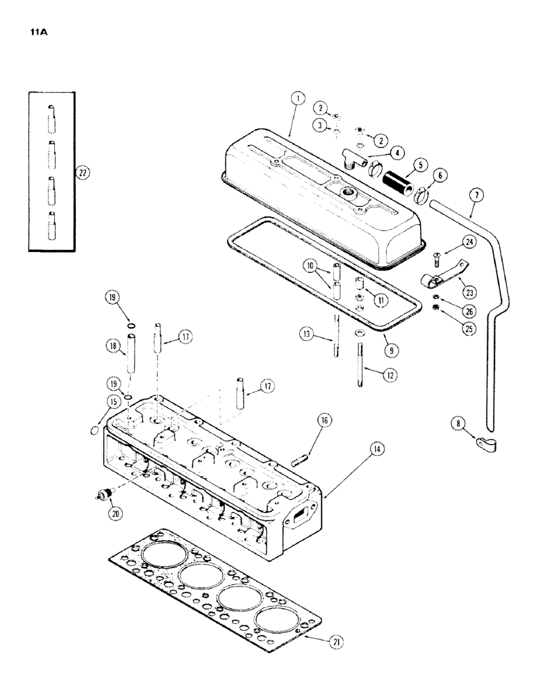 Схема запчастей Case IH 430 - (011A) - CYLINDER HEAD ASSEMBLY, 430, 148B, SPARK IGNITION ENGINE (04) - ELECTRICAL SYSTEMS