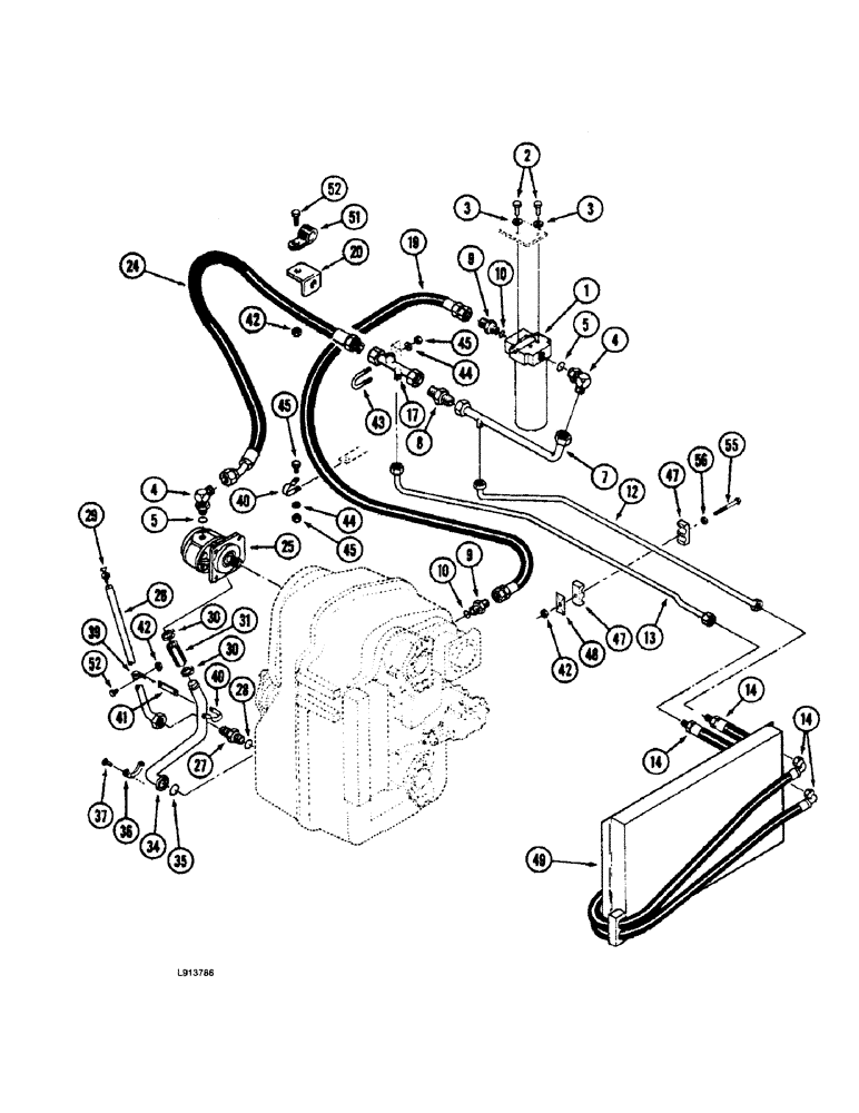 Схема запчастей Case IH 9280 - (6-072) - TRANSMISSION LUBE TRANSMISSION TO COOLER POWERSHIFT TRACTORS PRIOR TO SERIAL NO. JCB0028400 (06) - POWER TRAIN