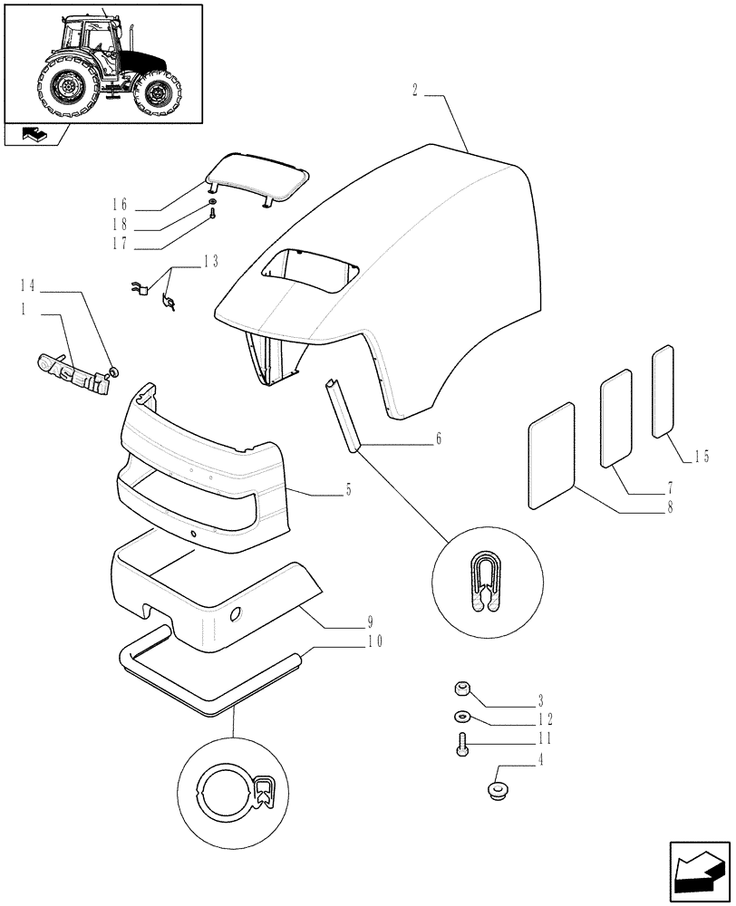 Схема запчастей Case IH FARMALL 80 - (1.83.0[01A]) - HOOD, SIDE PANELS AND INSULATORS - D6520 - C7094 (08) - SHEET METAL