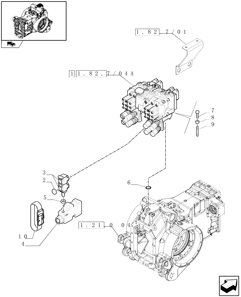 Схема запчастей Case IH PUMA 165 - (1.82.7/04) - (VAR.718) REAR ELECTRONIC REMOTE CONTROL VALVES WITH 4 ELEMENTS (07) - HYDRAULIC SYSTEM