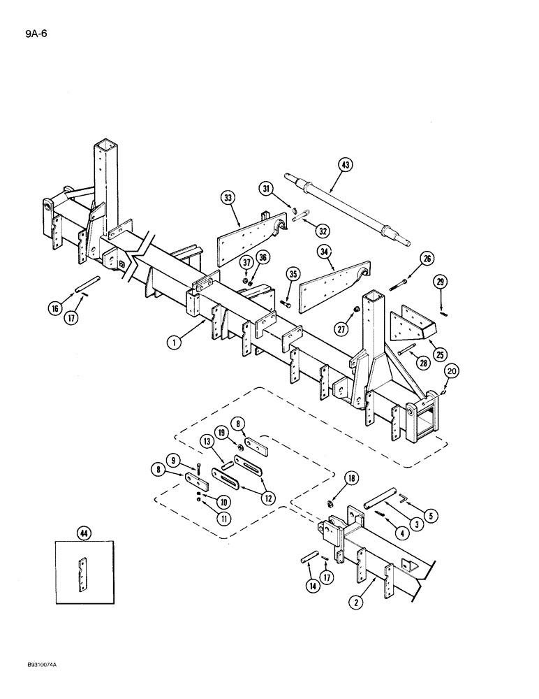 Схема запчастей Case IH 950 - (9A-06) - MAIN FRAME AND WING FRAMES, 12 ROW NARROW, VERTICAL FOLD (09) - CHASSIS/ATTACHMENTS