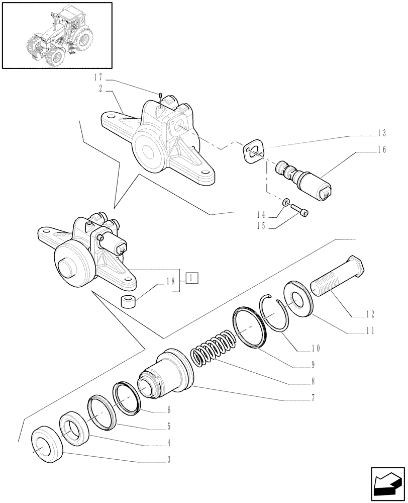 Схема запчастей Case IH MAXXUM 115 - (1.80.5/01A) - FRONT POWER TAKE-OFF - CYLINDER - BREAKDOWN (VAR.330648-331648-332648-333648-334648-335648-330847-331847-332847-333847-334847-335487) (07) - HYDRAULIC SYSTEM