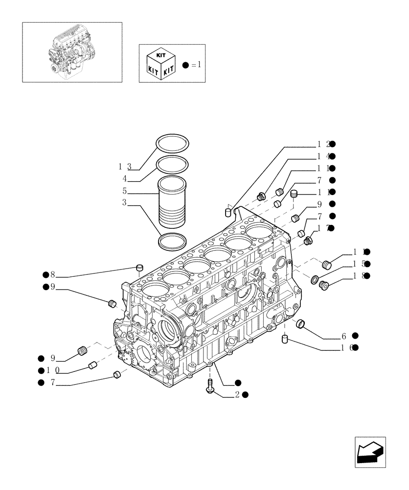 Схема запчастей Case IH STEIGER 380 - (02-21) - CYLINDER BLOCK & RELATED PARTS, STX & STEIGER 380 / 430 (02) - ENGINE