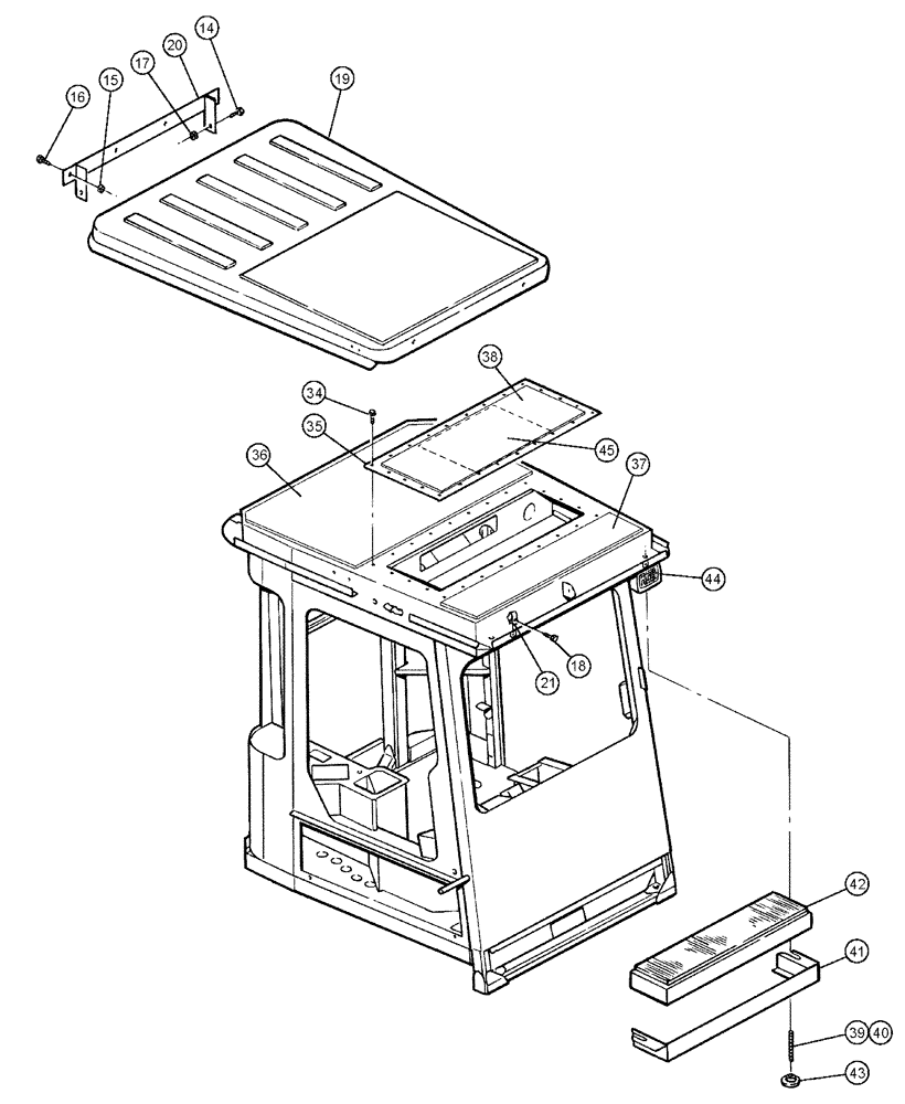 Схема запчастей Case IH 3150 - (02-001) - ROOF ASSEMBLY Cab Exterior