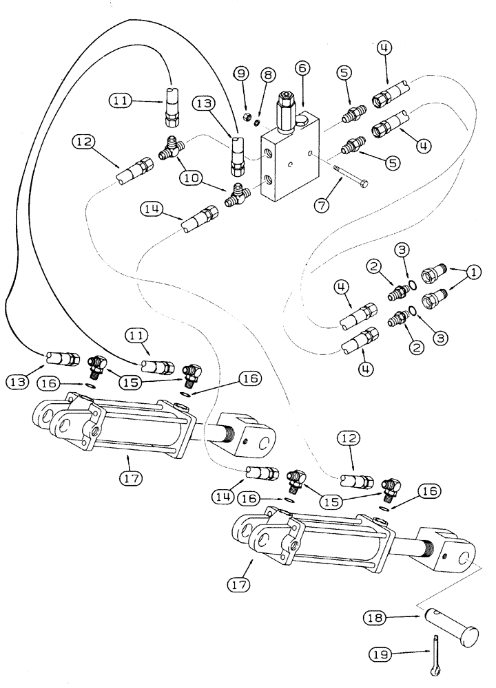 Схема запчастей Case IH 6800 - (8-02) - UNDERSLUNG HITCH CYLINDER HYDRAULIC CIRCUIT (08) - HYDRAULICS