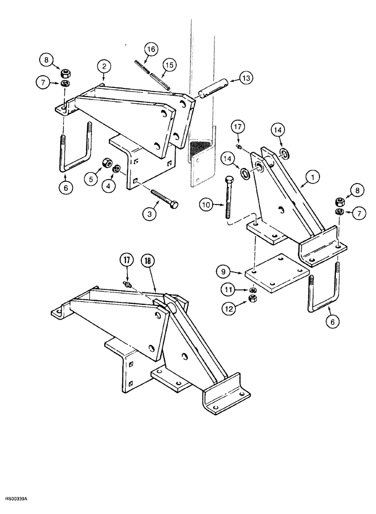 Схема запчастей Case IH 5700 - (9-106) - WING LIFT INGES - FRONT, LEVEL LIFT MODELS, FLAT FOLD, 23 FOOT THROUGH 27 FOOT WIDE (18) - MISCELLANEOUS