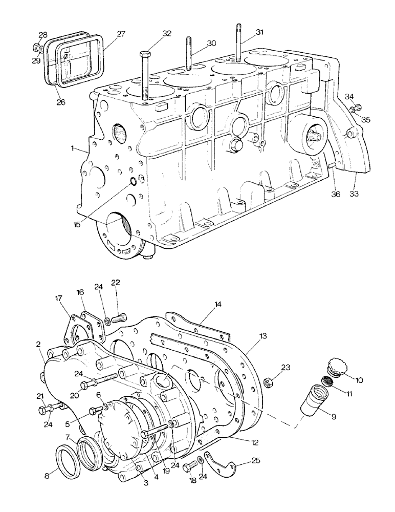 Схема запчастей Case IH 1390 - (A-02) - CYLINDER BLOCK COVERS (01) - ENGINE