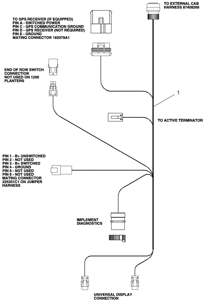 Схема запчастей Case IH 1210 - (55.100.07) - ELECTRICAL - HARNESS AFS OUTSIDE CAB - 87408268 (55) - ELECTRICAL SYSTEMS