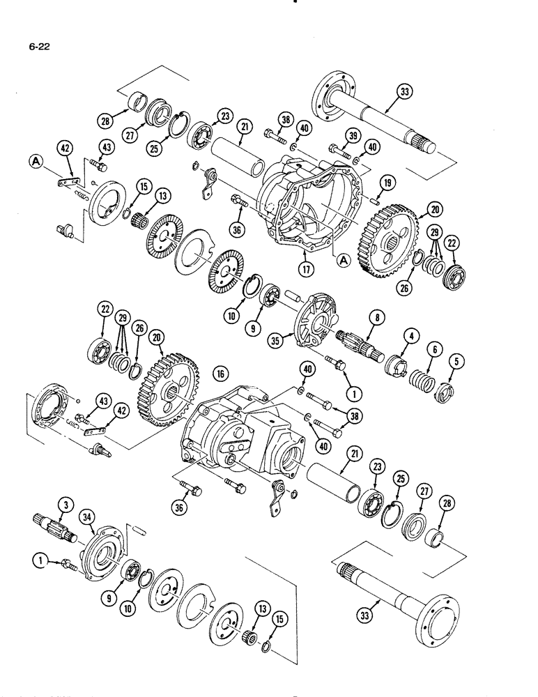 Схема запчастей Case IH 1140 - (6-22) - REAR AXLE (06) - POWER TRAIN