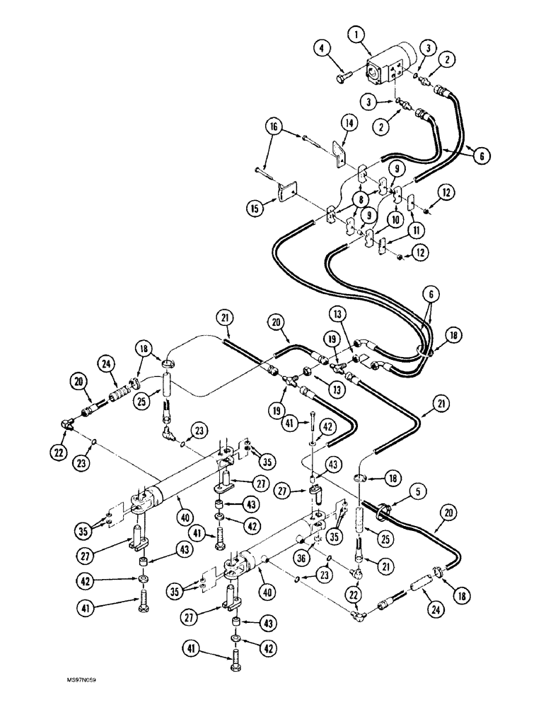 Схема запчастей Case IH 9310 - (5-012) - STEERING SYSTEM HYDRAULICS, STEERING CONTROL VALVE TO STEERING CYLINDERS, W/O STEERABLE AXLE (05) - STEERING