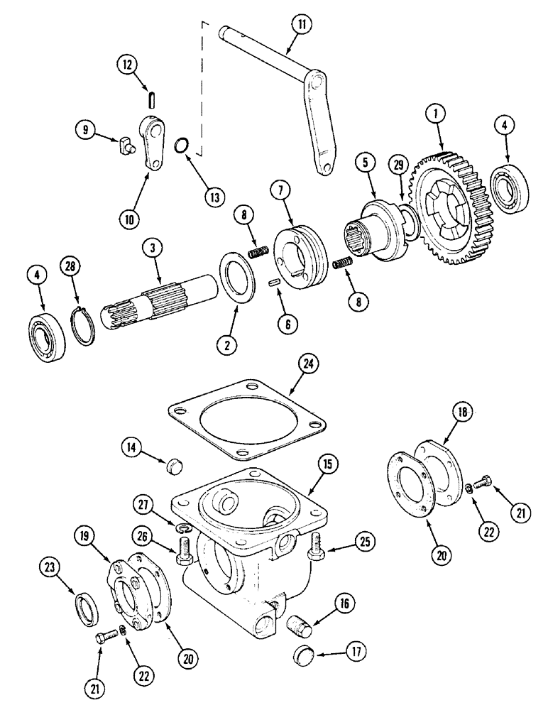 Схема запчастей Case IH 1594 - (6-210) - TRANSFER GEARBOX - MFD POWER SHIFT (06) - POWER TRAIN