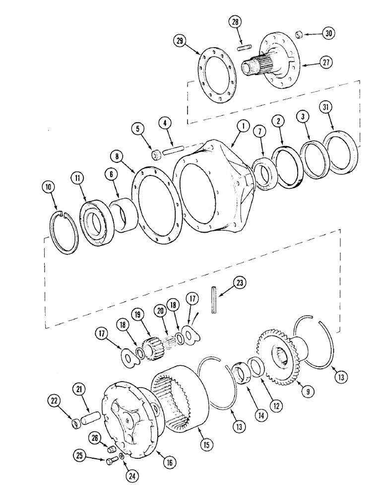 Схема запчастей Case IH 1394 - (5-156) - FRONT HUBS AND PLANETARIES, MFD TRACTORS PRIOR TO P.I.N. 11503001 (05) - STEERING