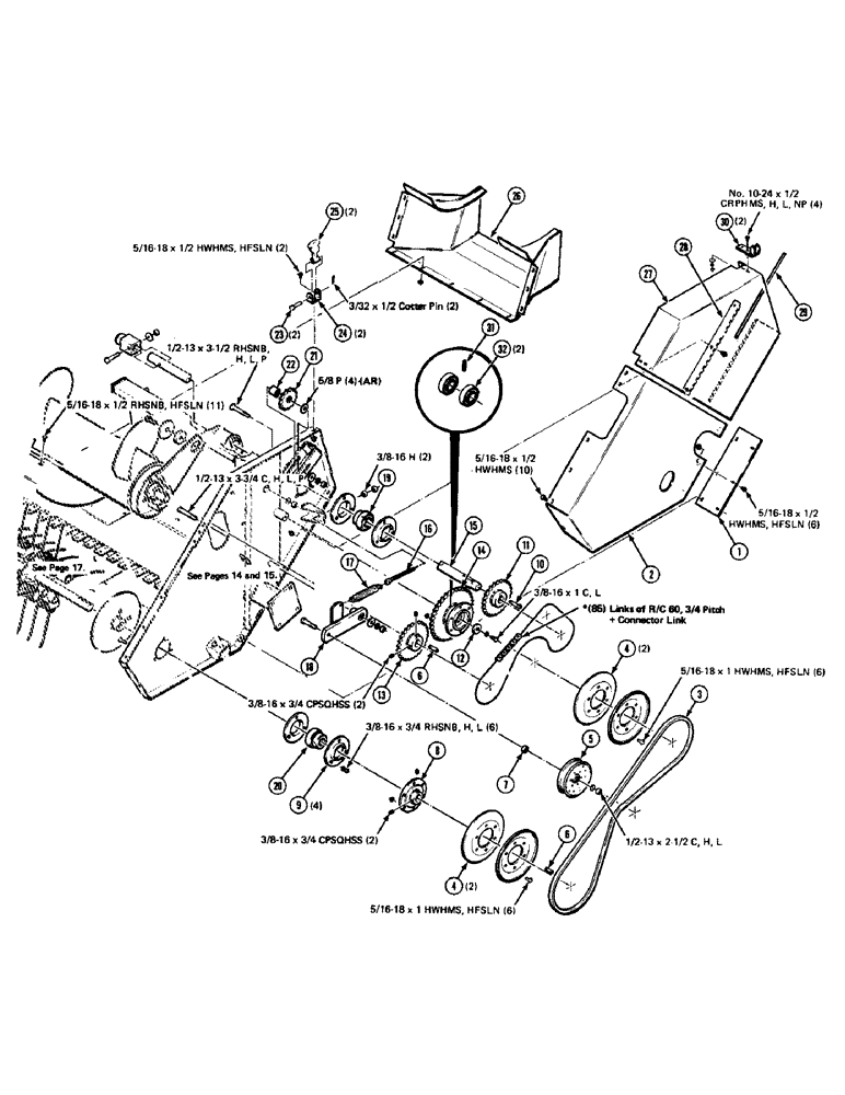 Схема запчастей Case IH 8540 - (16) - PICKUP DRIVE ASSEMBLY Driveline