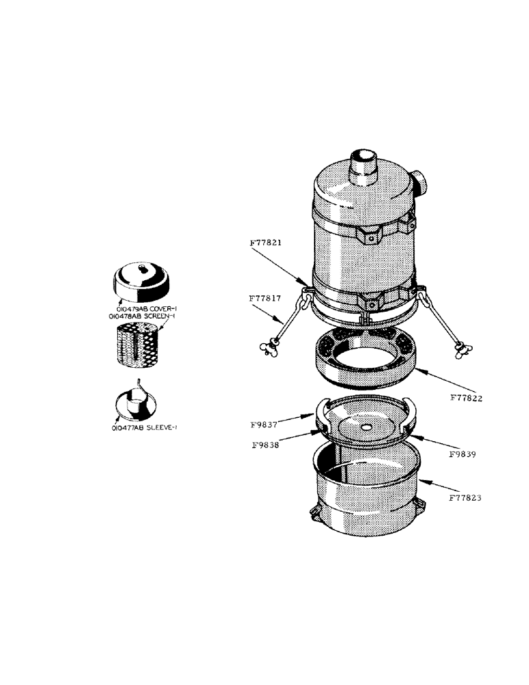 Схема запчастей Case IH 800 - (241) - PARTS FOR F77625 AIR CLEANER (10) - ENGINE