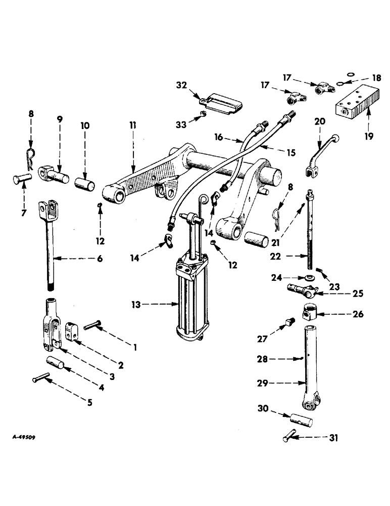 Схема запчастей Case IH 340 - (244) - DRAWBARS AND HITCHES, ROCKSHAFT, LIFT & LEVELING LINK, AND HYDRAULIC CYLINDER, INTERNATIONAL 330 Drawbar & Hitches