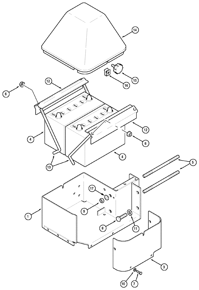 Схема запчастей Case IH MX110 - (04-12) - BATTERY COVERS (04) - ELECTRICAL SYSTEMS