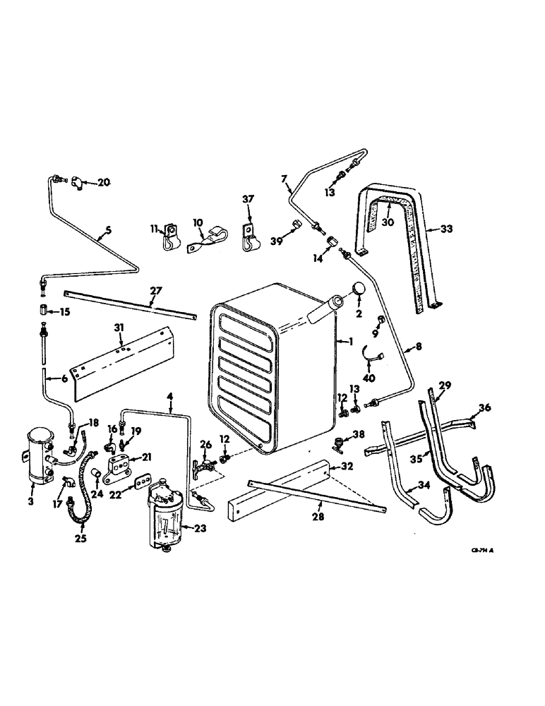 Схема запчастей Case IH 815 - (E-18) - FUEL SYSTEM, FUEL TANK, LINES, SUPPORT AND WATER TRAP, D-407 DIESEL (02) - FUEL SYSTEM