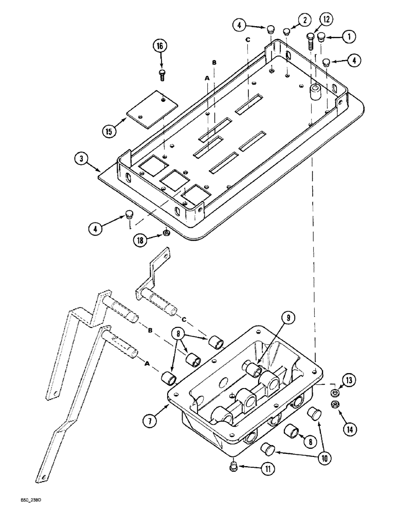 Схема запчастей Case IH 4240 - (9-054) - CAB, DRAFT CONTROL LEVER HOUSING (09) - CHASSIS/ATTACHMENTS