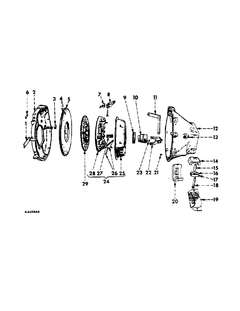 Схема запчастей Case IH 420 - (328) - FLYWHEEL, FLYWHEEL HOUSING AND CLUTCH, 414, UP TO SERIAL NO. CH1119F, 420, UP TO SERIAL NO. CH2059F (10) - ENGINE