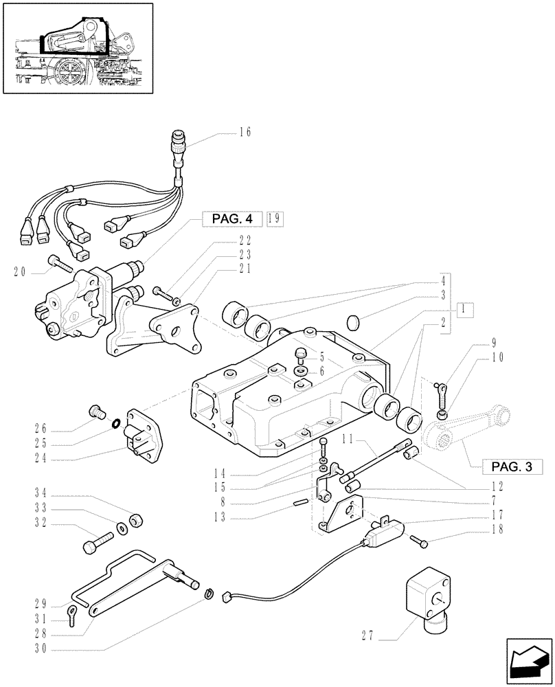 Схема запчастей Case IH JX1100U - (1.82.0/01[01]) - (VAR.832-836) ELECTRONIC LIFTING - PARTS (07) - HYDRAULIC SYSTEM