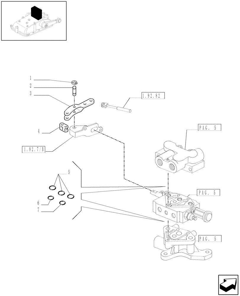 Схема запчастей Case IH JX1070C - (1.82.7[06]) - SIMPLE DOUBLE EFFECT DISTRIBUTOR - D5484 (07) - HYDRAULIC SYSTEM