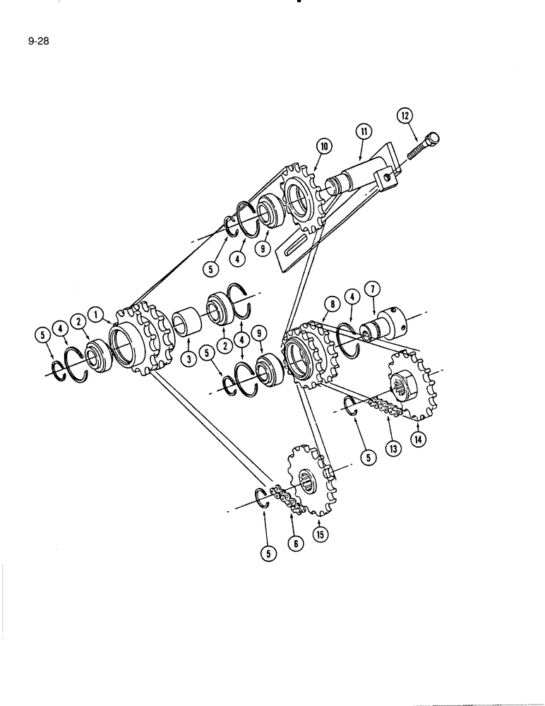 Схема запчастей Case IH 5000 - (9-28) - CONDITIONER LOWER DRIVE, CHASSIS MOUNTED (09) - CHASSIS/ATTACHMENTS