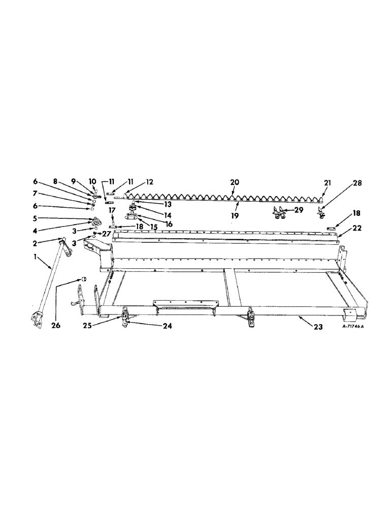 Схема запчастей Case IH 55 - (B-28) - CUTTER BAR UNIT - CUTTER BAR AND MAIN FRAME (58) - ATTACHMENTS/HEADERS