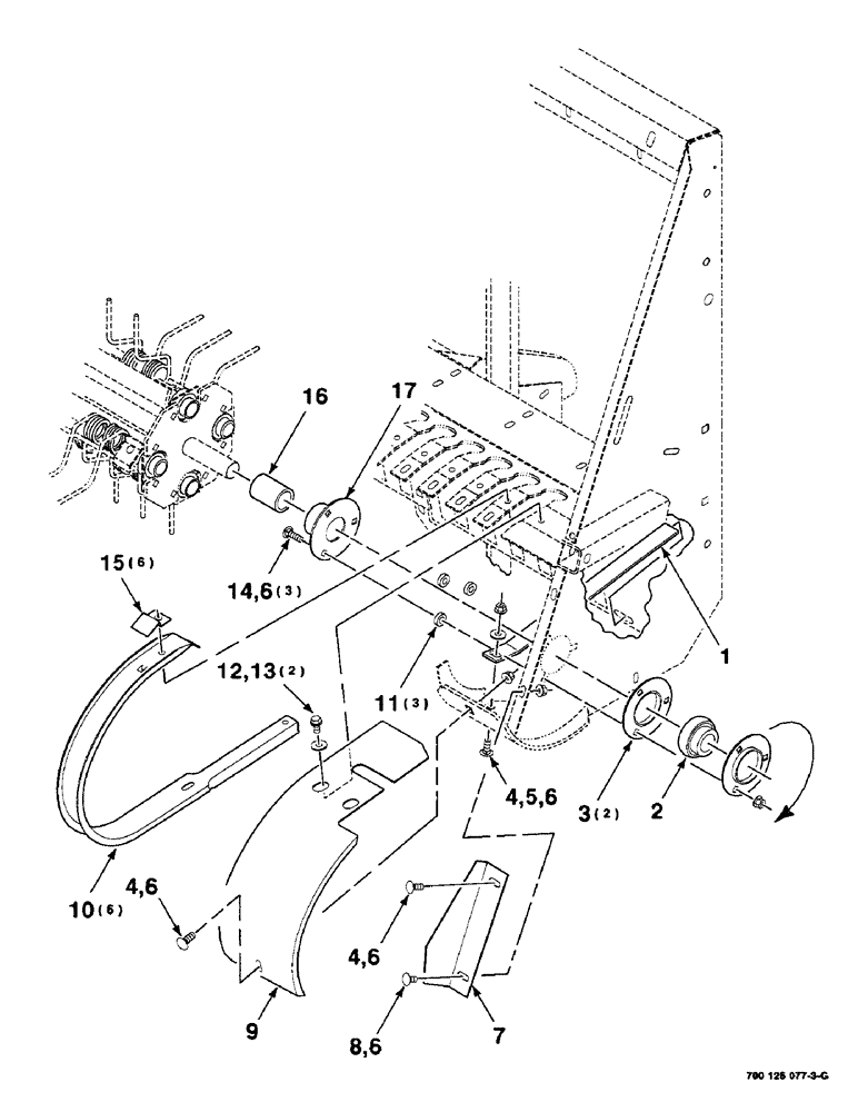 Схема запчастей Case IH 8750 - (3-08) - PICKUP ASSEMBLY, LEFT, S.N. CFH0070184 AND LATER (58) - ATTACHMENTS/HEADERS